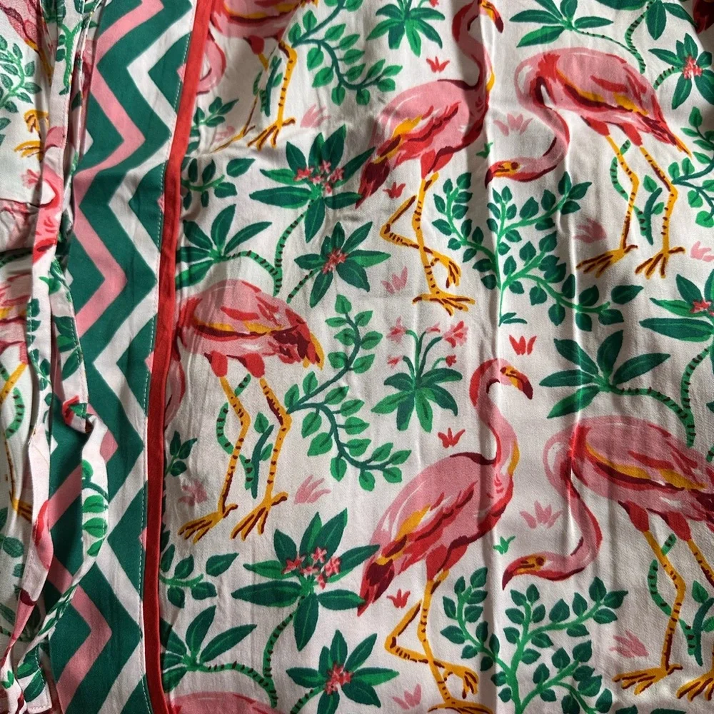 Printfresh Eco—Satin Flock of Flamingos Robe NWT - Picture 5 of 6